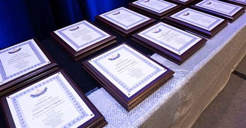 Row of award plaques