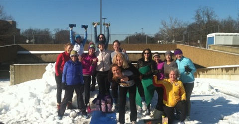 Winter fitness group photo