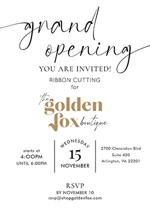 Golden Fox Grand Opening Invitation